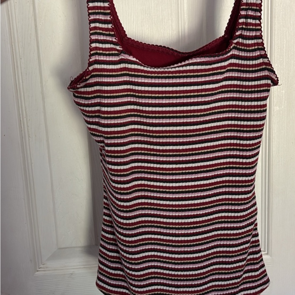 Hollister Red Ribbed Sleeveless Tank Top
